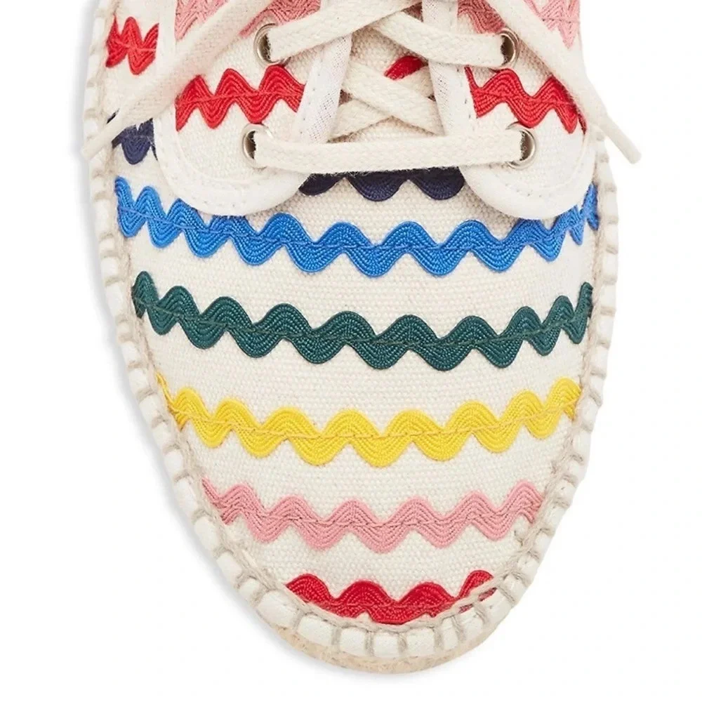 LOEFFLER RANDALL Alfie Espadrilles Colorful Ric-Rac Trims Lace Up Euro Size 37